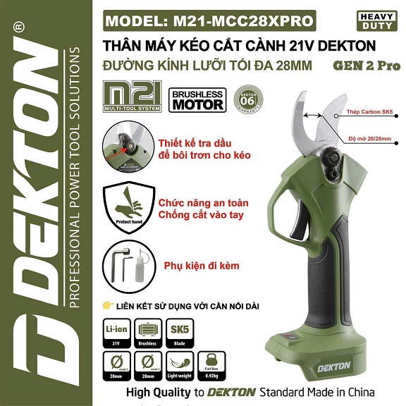 kéo cắt cành dekton m21-mcc28xpro 5 keo pin dekton m21 mcc28xpro 1