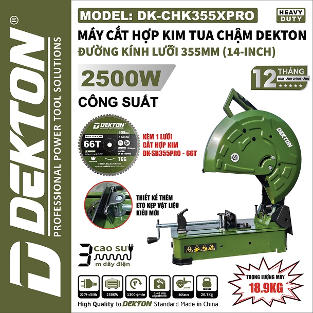 Máy cắt hợp kim chậm tua dekton dk-chk355xpro