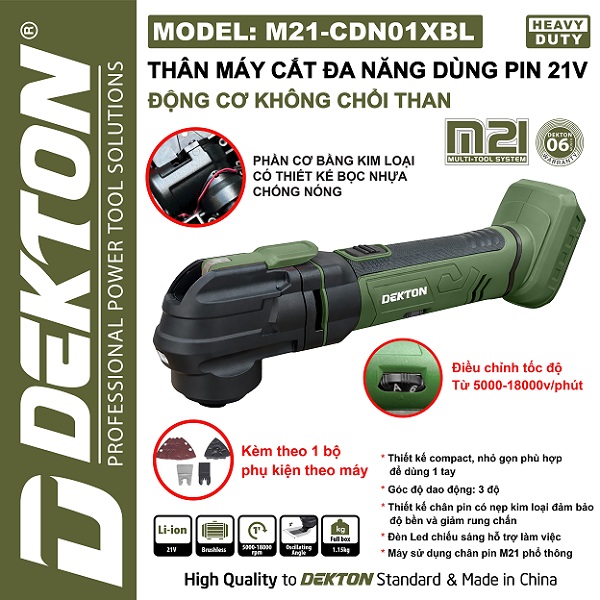 Máy cắt rung đa năng dùng pin Dekton M21-CDN01BL
