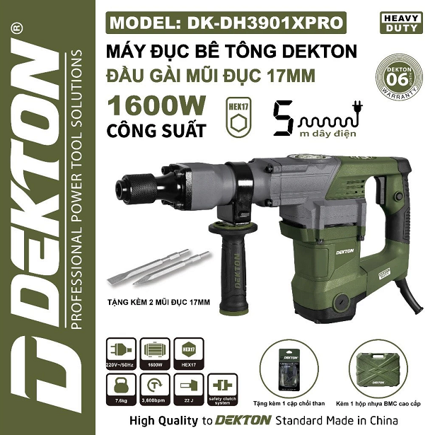 Máy Đục 17ly 1600W Dekton DK-DH3901XPRO