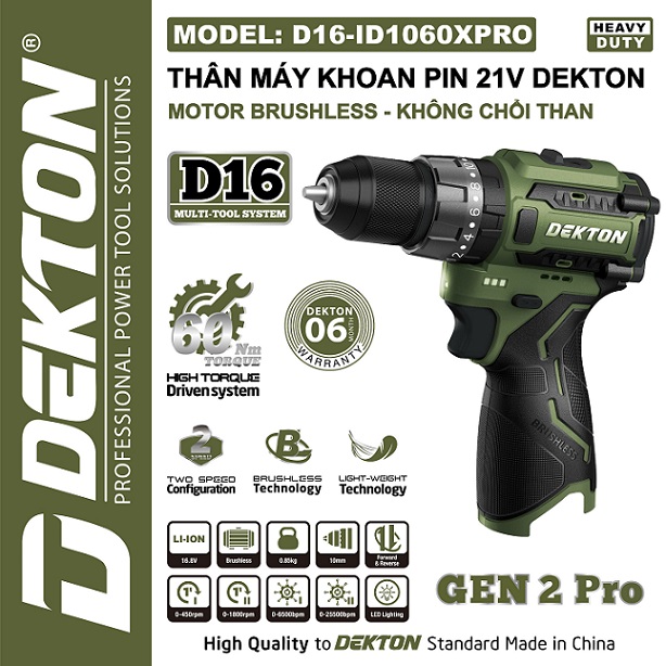 Máy khoan pin Dekton D16-ID1060XPRO