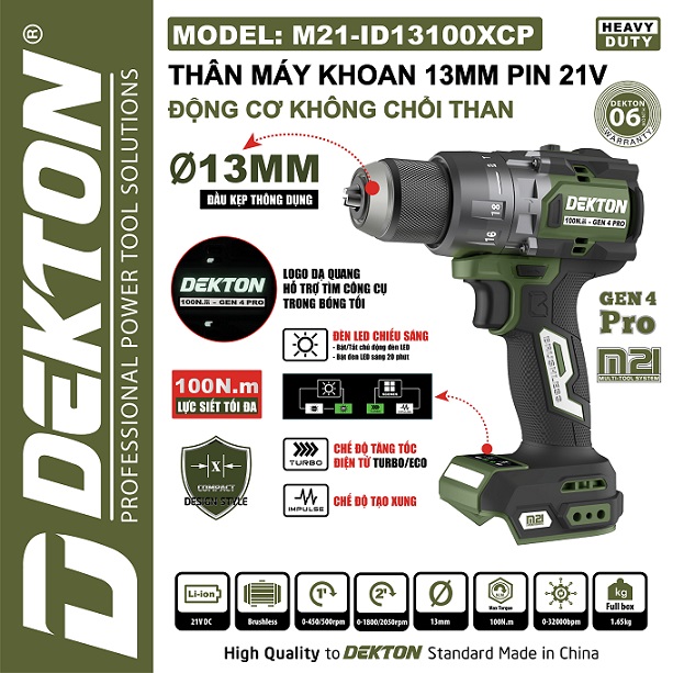 Máy khoan pin dekton m21-id13100xcp