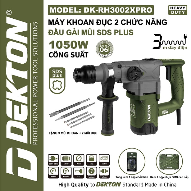 Máy khoan đục 2 chức năng Dekton DK-RH3002XPRO