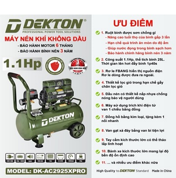 Máy nén khí dekton dk-ac2925xpro