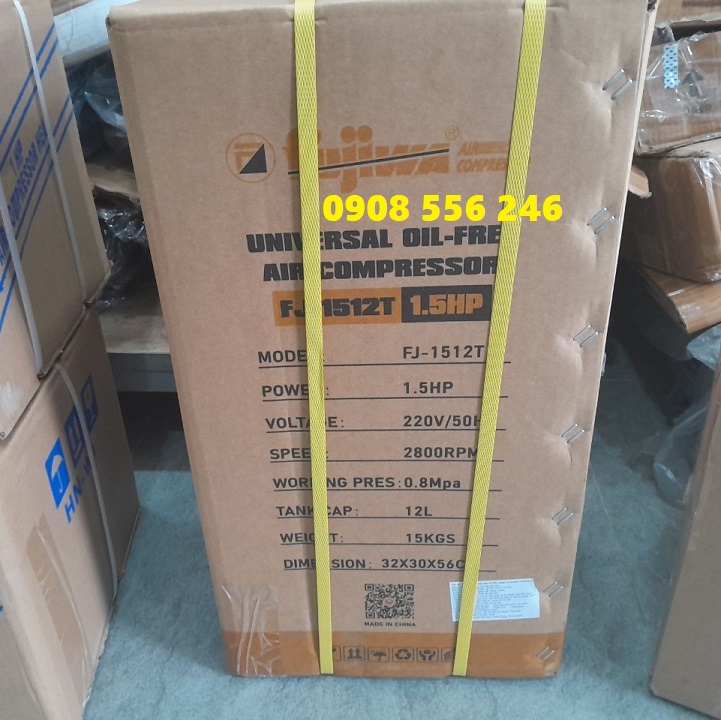 máy nén khí không dầu 12 lít bình tròn fujiwa fj-1512