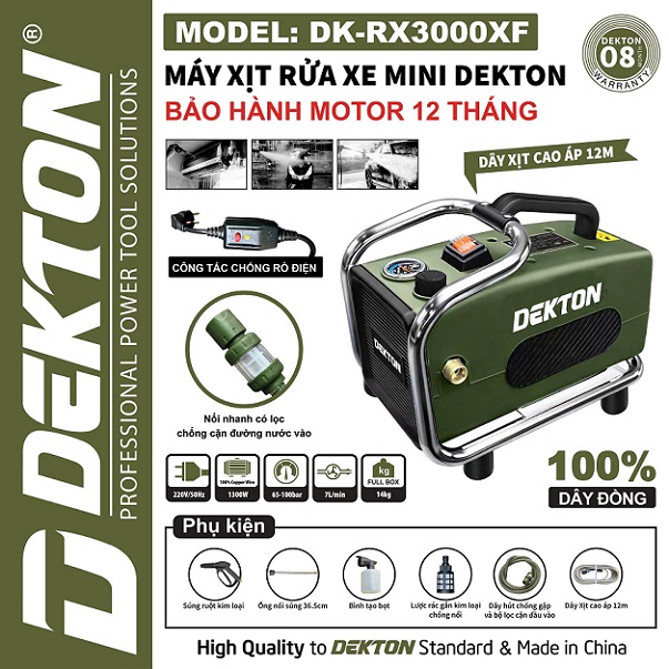 Máy rửa xe áp lực dekton dk-rx3000xf