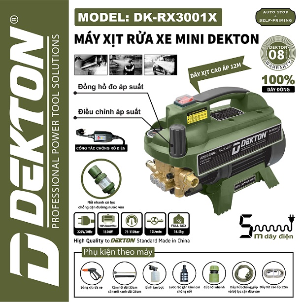 Máy rửa xe dekton thế hệ mới dk-rx3001x