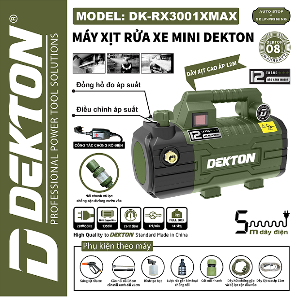 Máy xịt rửa áp lực dekton chính hãng dk-rx3001xmax