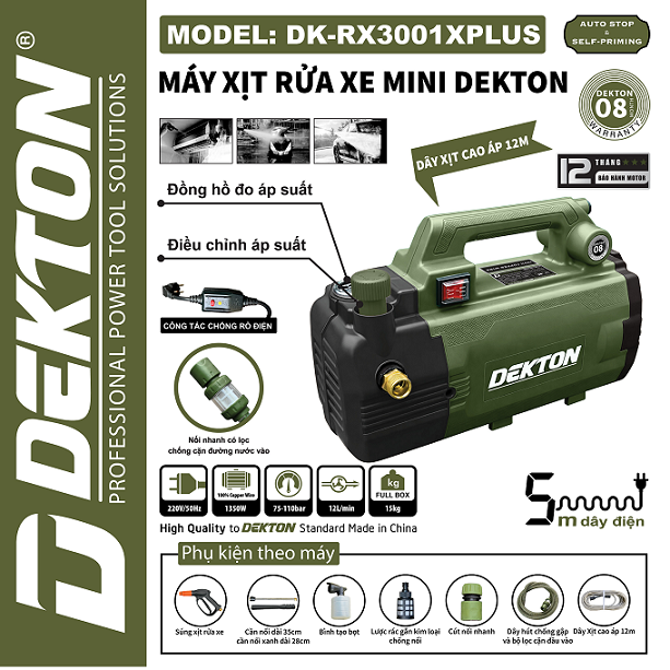 Máy xịt rửa xe áp lực dekton dk-rx3001xplus