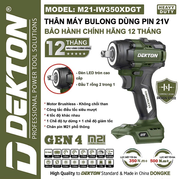 Máy siết bulong dekton ,21-iw350xdgt