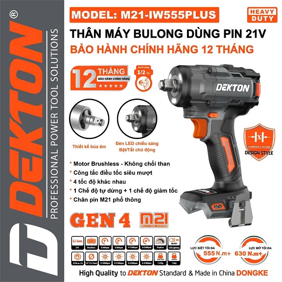 Máy siết mở bulong dekton m21-iw555plus